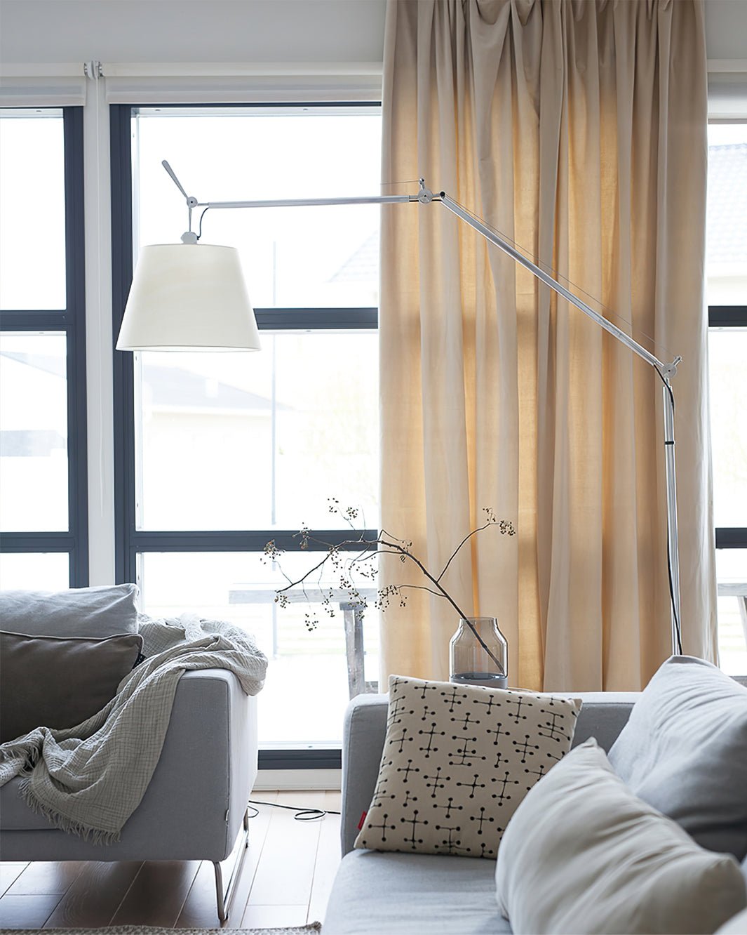 Ciroce Stoff-Industrie-Stehleuchte für Wohnzimmer | Cielum