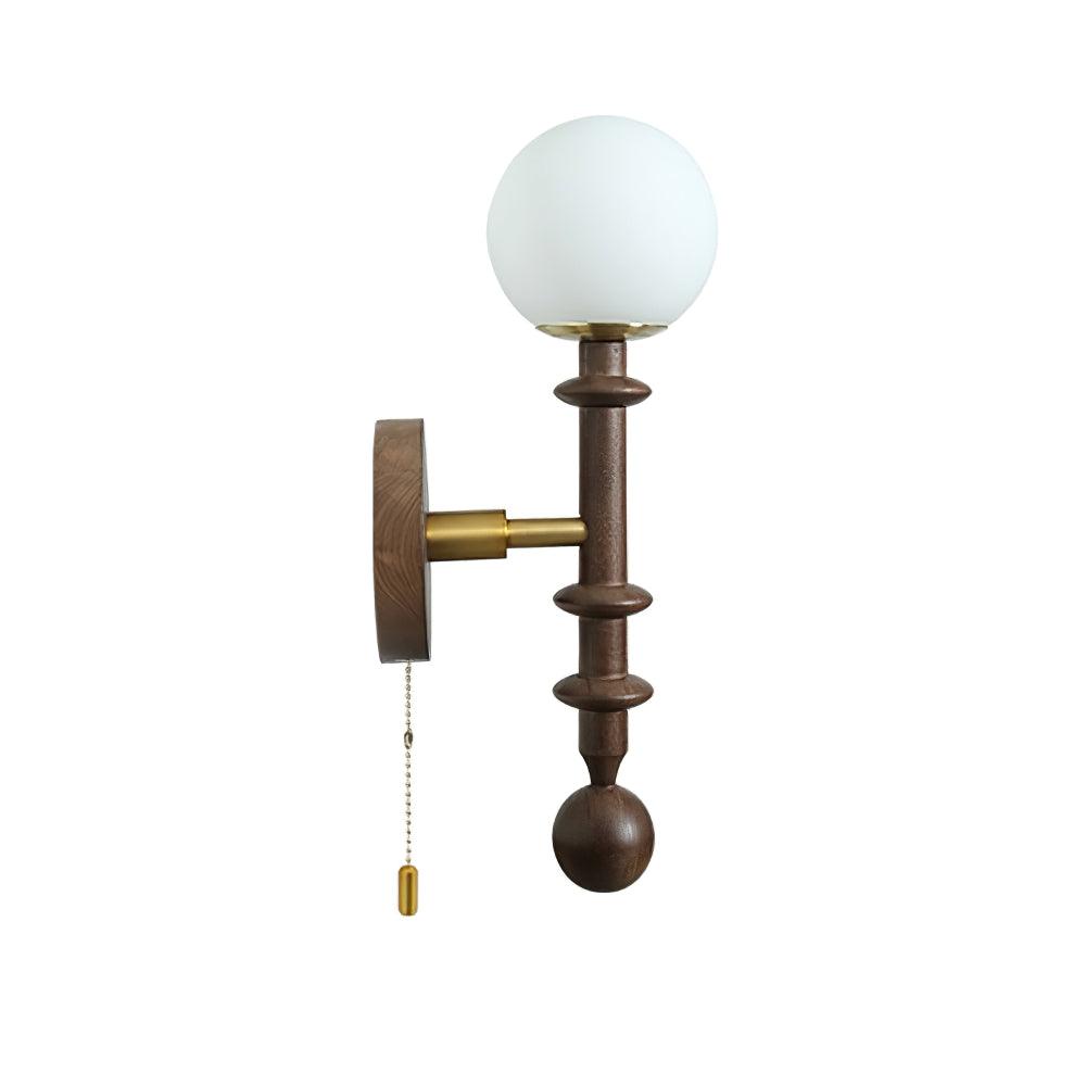 Elmiror Elegance Römische Säule Glas-Wandleuchte aus Holz, und