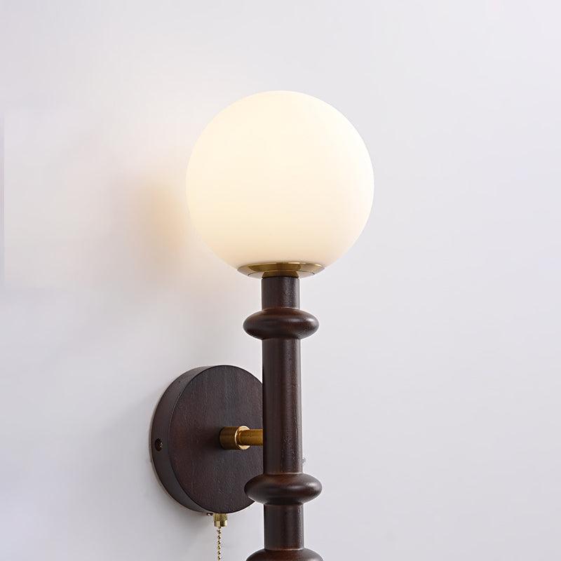 Elmiror Elegance Römische Säule Glas-Wandleuchte aus Holz, und