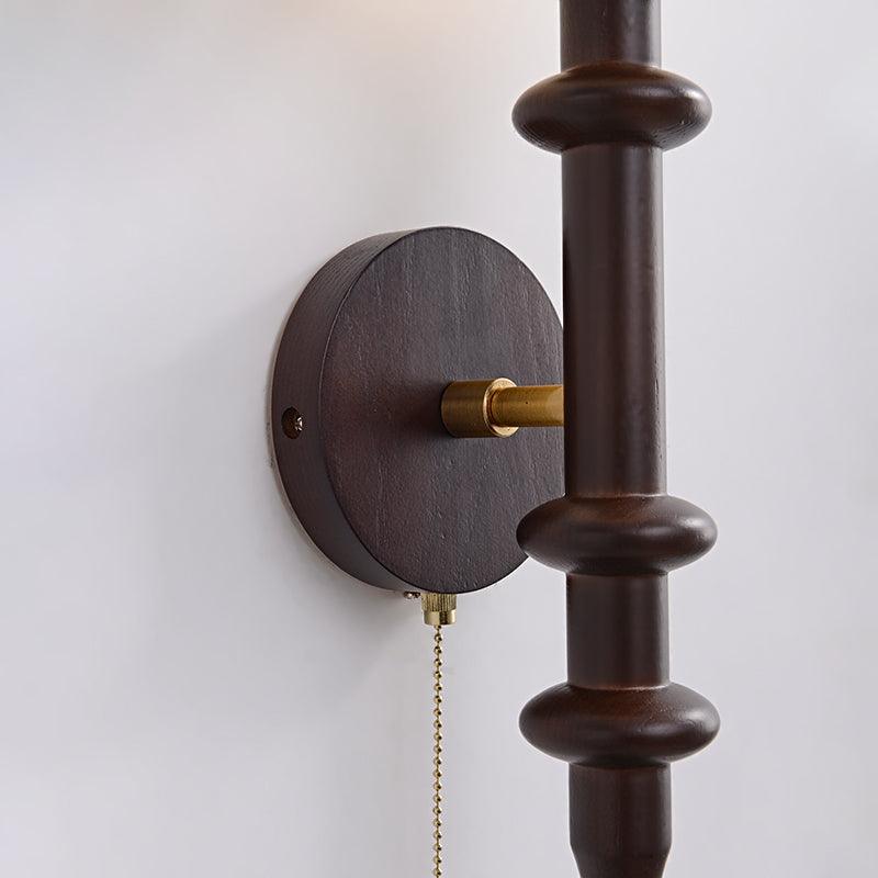 Elmiror Elegance Römische Säule Glas-Wandleuchte aus Holz, und
