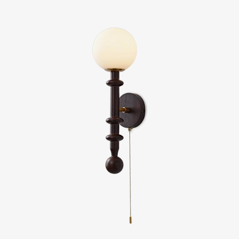 Elmiror Elegance Römische Säule Glas-Wandleuchte aus Holz, und