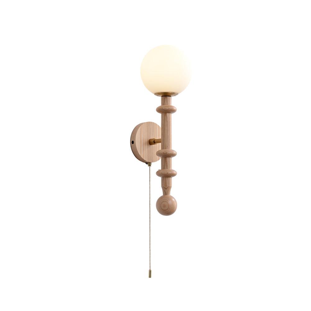 Elmiror Elegance Römische Säule Glas-Wandleuchte aus Holz, und