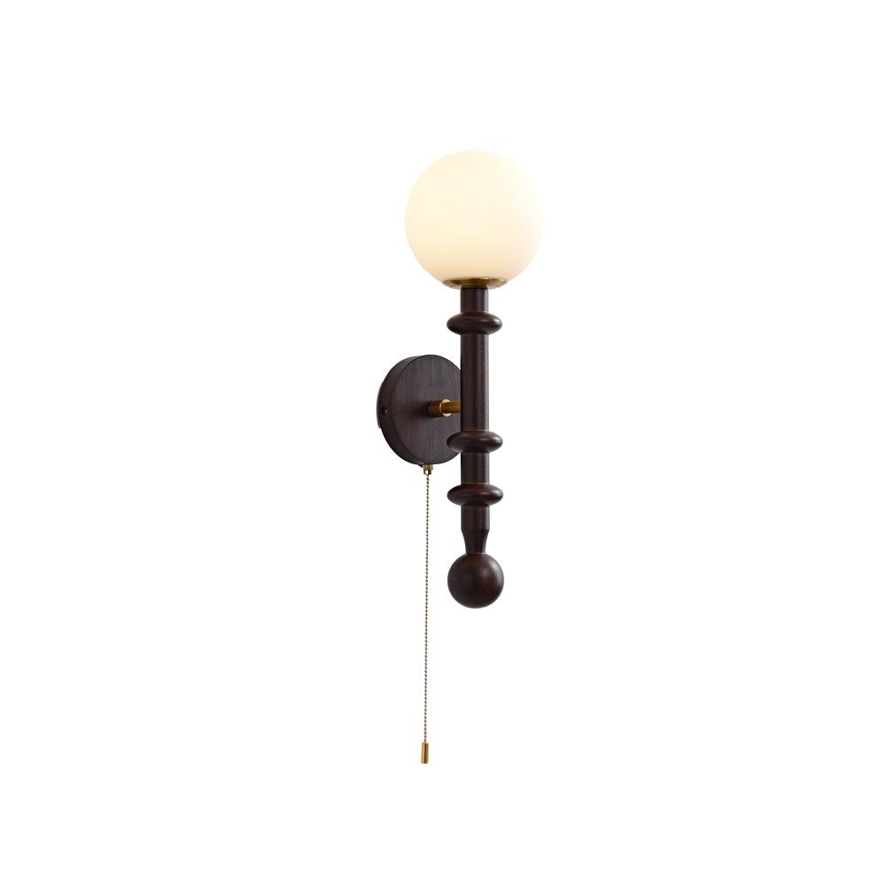Elmiror Elegance Römische Säule Glas-Wandleuchte aus Holz, und