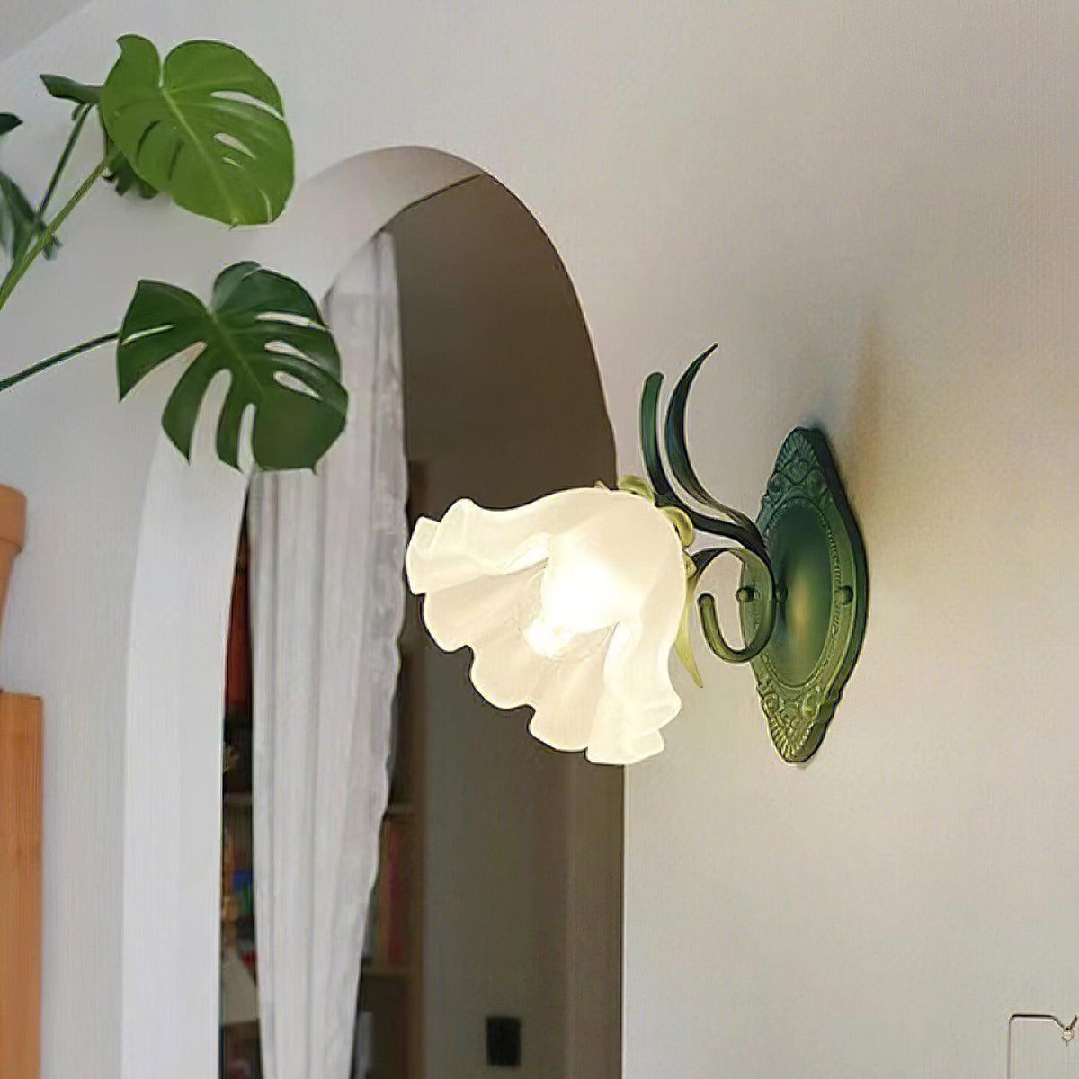 Wandleuchte Vintage Blumenmuster aus Glas für Schlafzimmer und Wohnzimmer