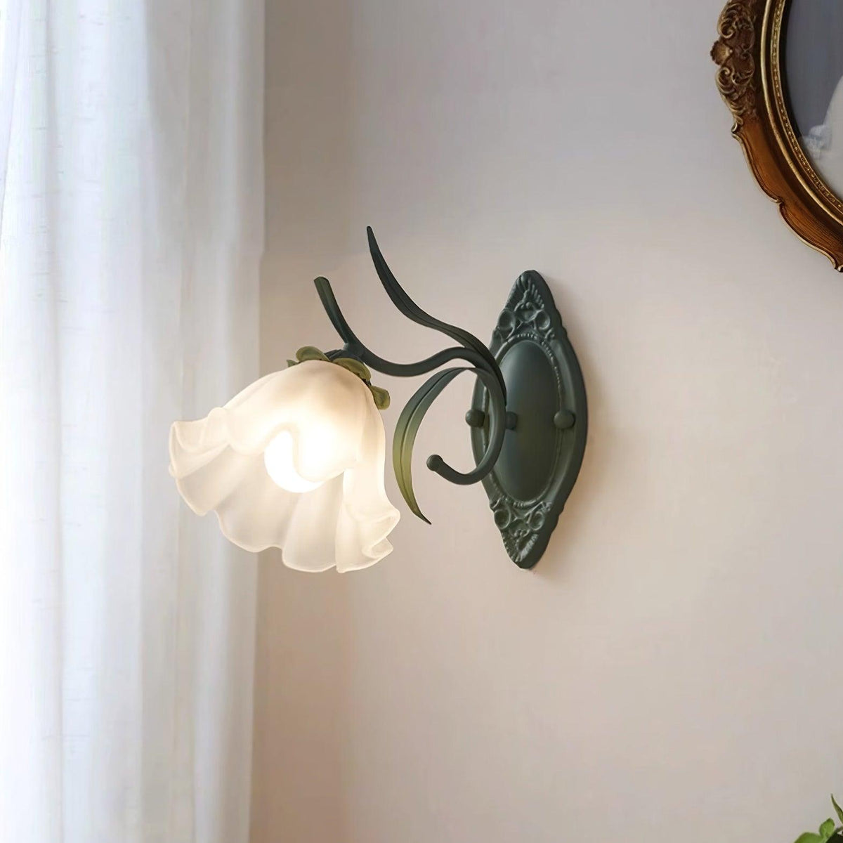 Wandleuchte Vintage Blumenmuster aus Glas für Schlafzimmer und Wohnzimmer