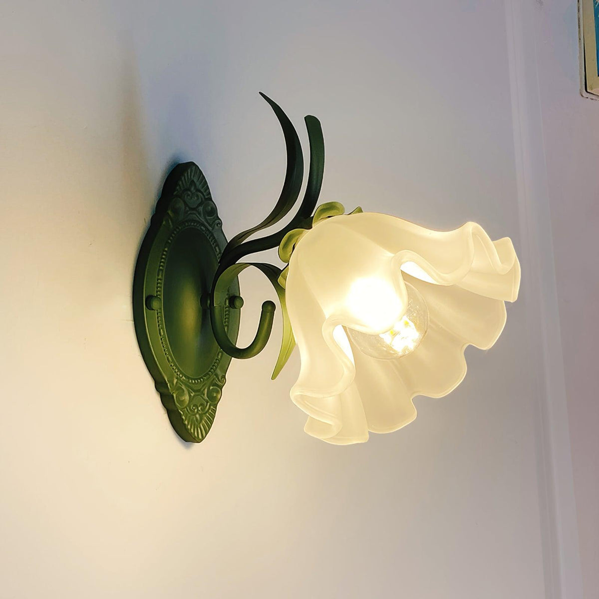 Wandleuchte Vintage Blumenmuster aus Glas für Schlafzimmer und Wohnzimmer
