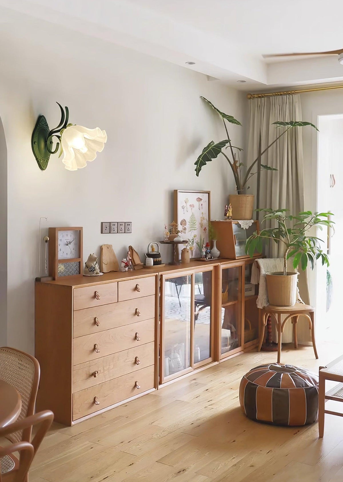 Wandleuchte Vintage Blumenmuster aus Glas für Schlafzimmer und Wohnzimmer