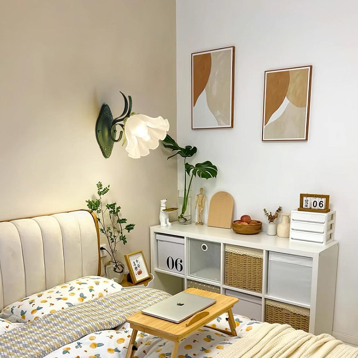 Wandleuchte Vintage Blumenmuster aus Glas für Schlafzimmer und Wohnzimmer
