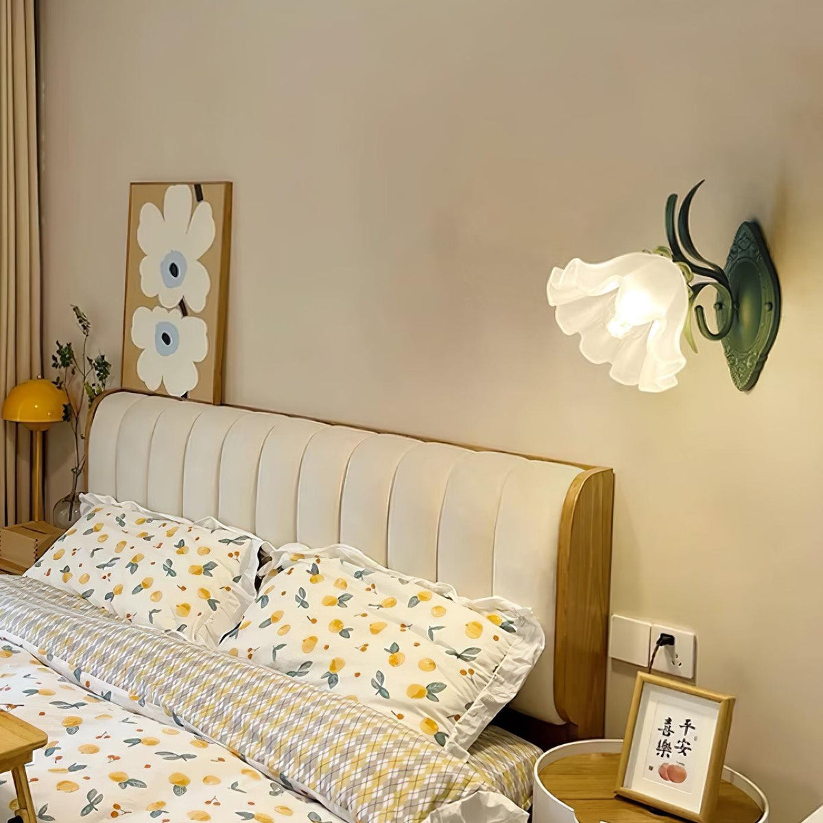Wandleuchte Vintage Blumenmuster aus Glas für Schlafzimmer und Wohnzimmer