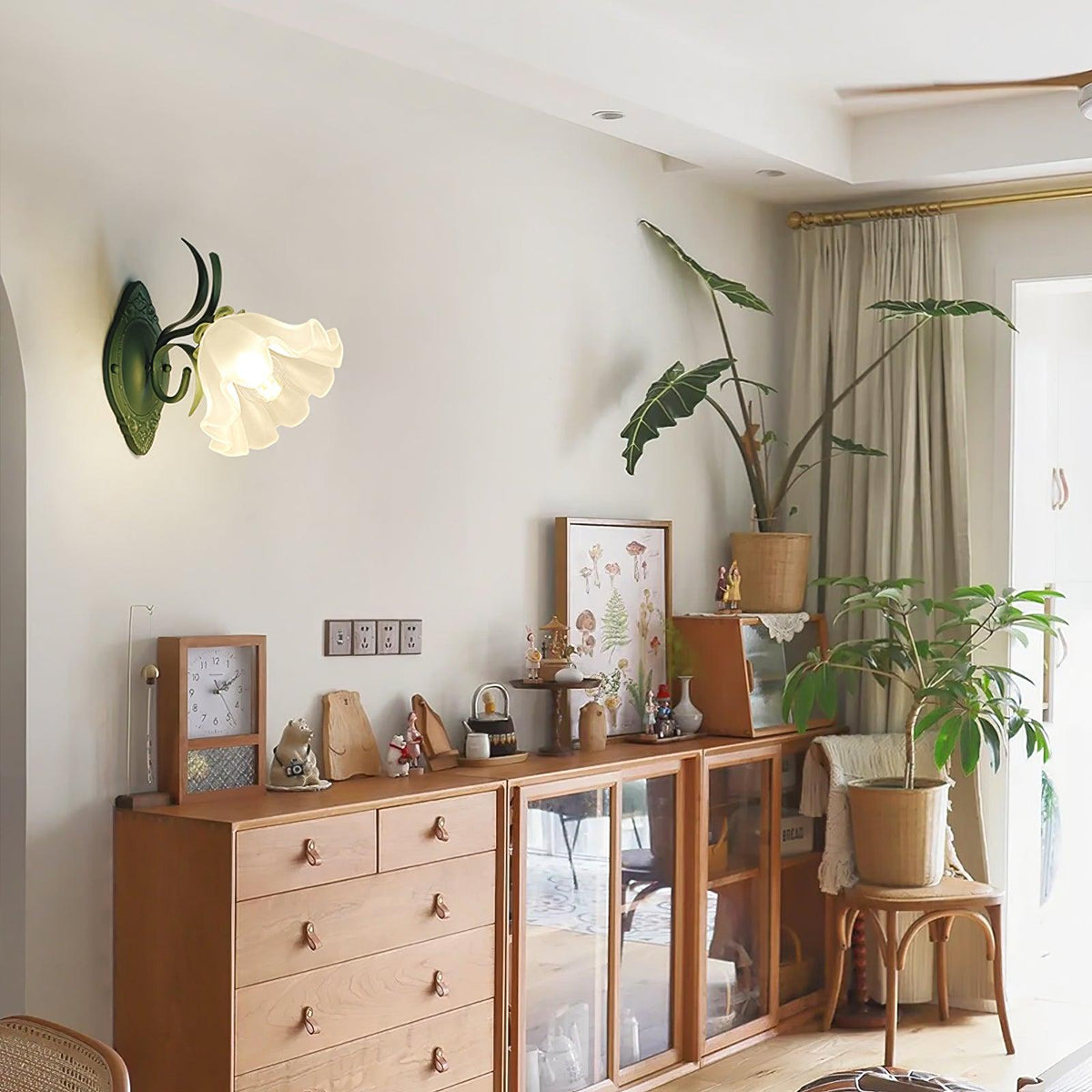 Wandleuchte Vintage Blumenmuster aus Glas für Schlafzimmer und Wohnzimmer