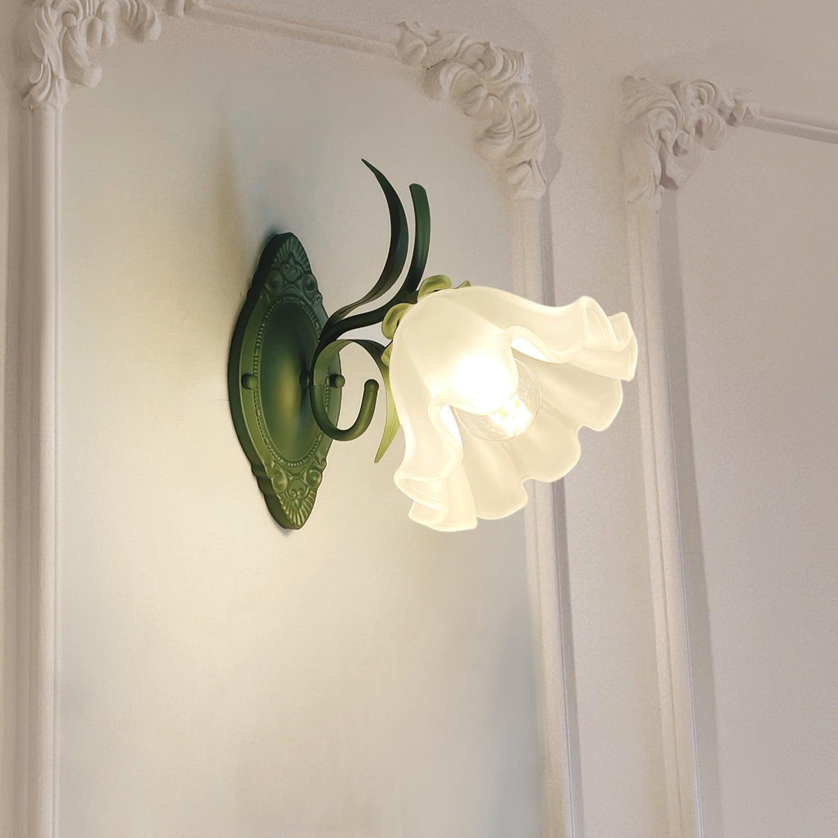 Wandleuchte Vintage Blumenmuster aus Glas für Schlafzimmer und Wohnzimmer