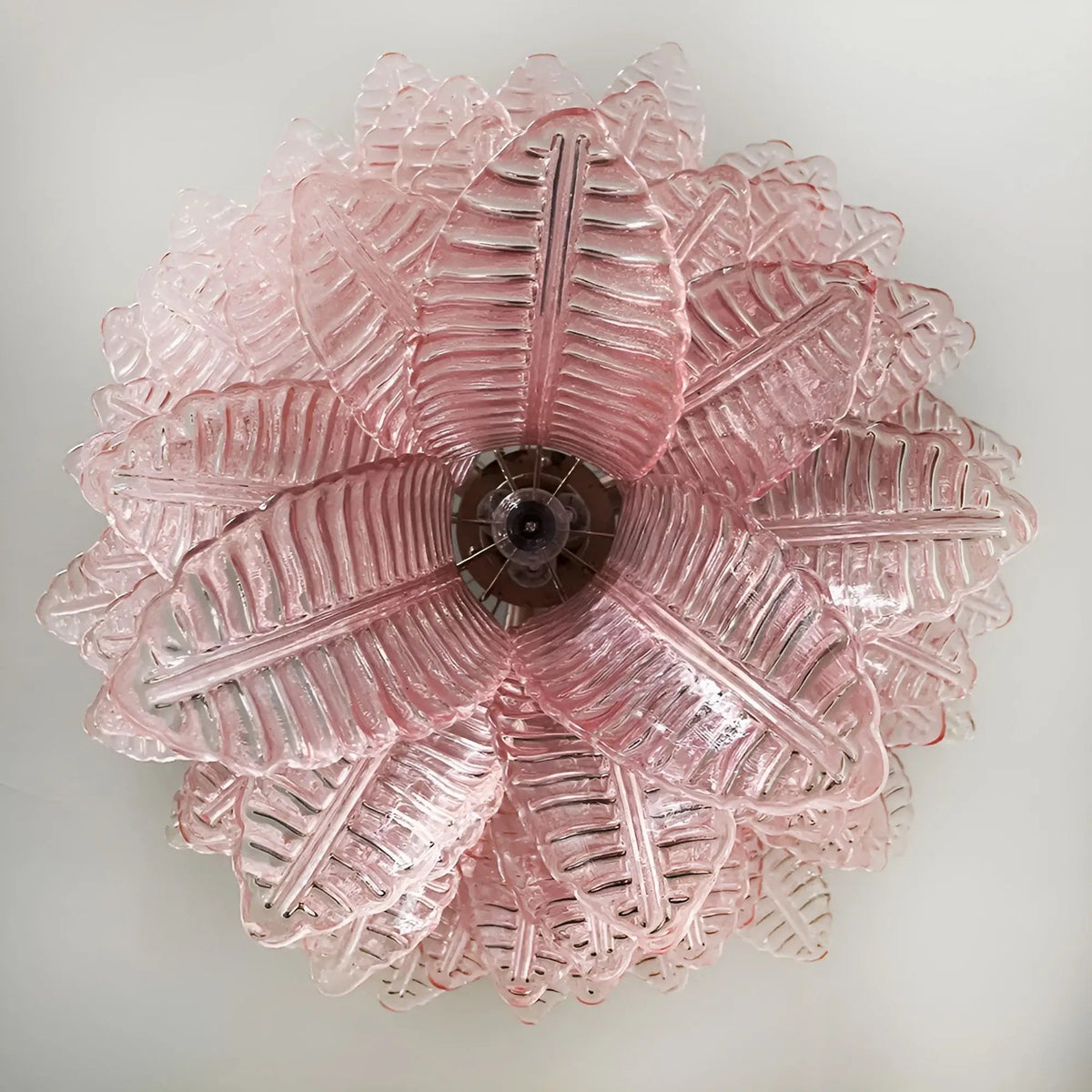 Liorisian Kronleuchter Pink Murano-Glasblätter Kaskaden Romantisch