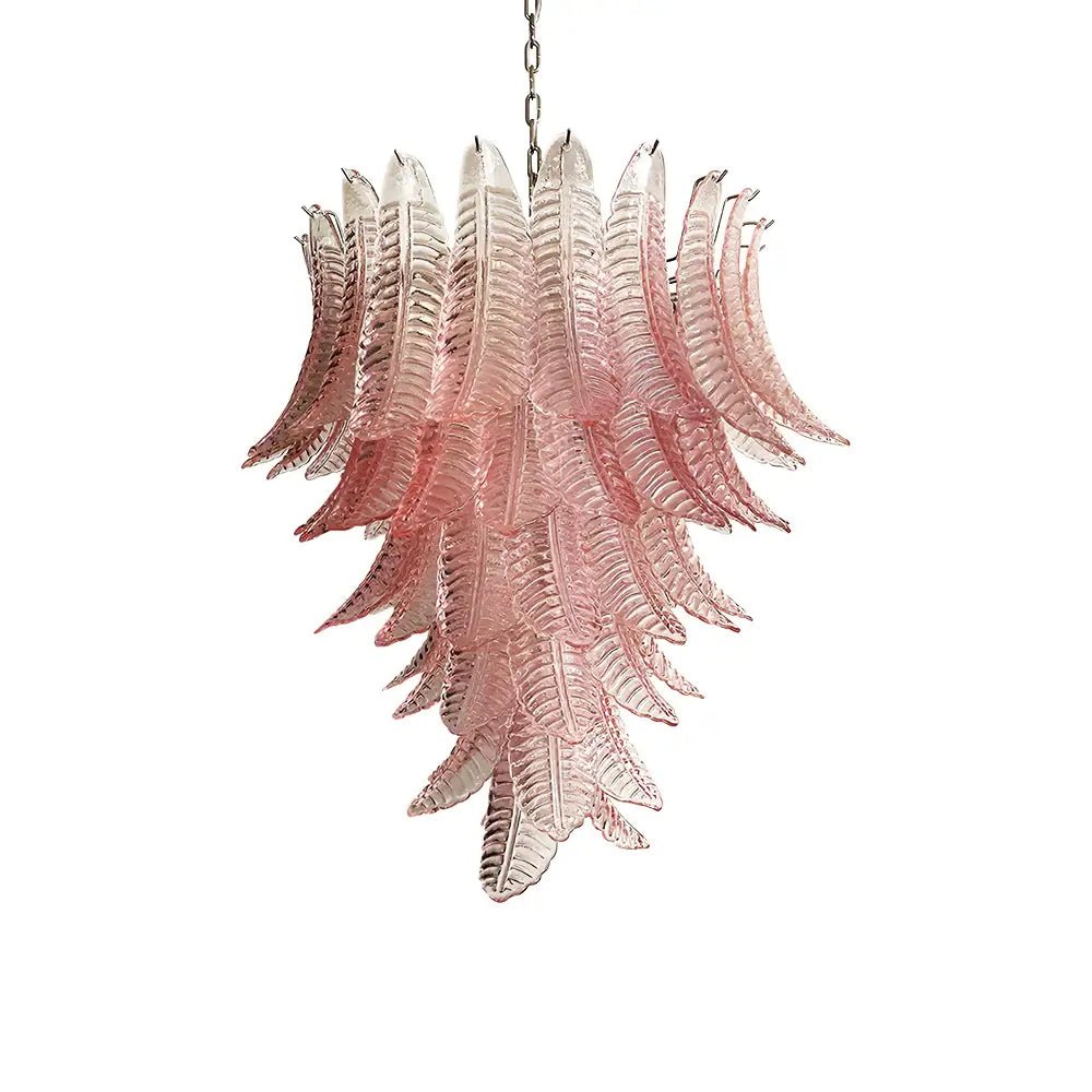 Liorisian Kronleuchter Pink Murano-Glasblätter Kaskaden Romantisch