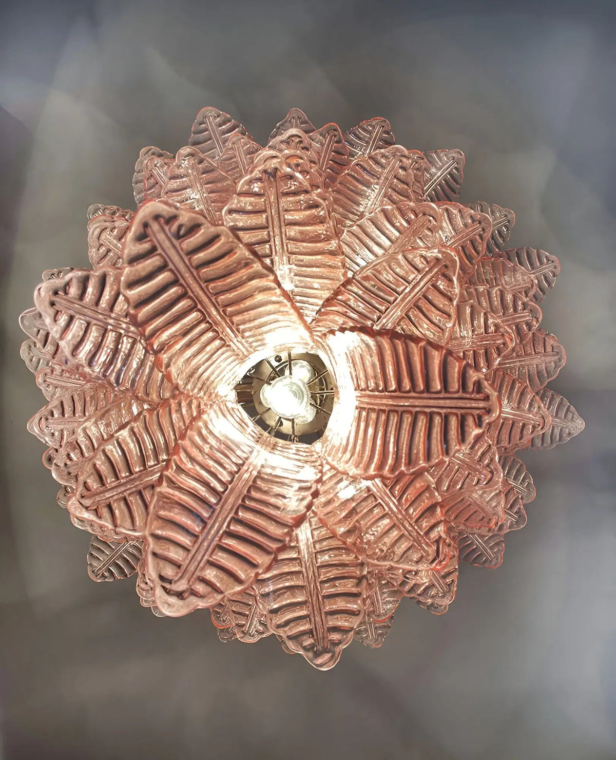 Liorisian Kronleuchter Pink Murano-Glasblätter Kaskaden Romantisch