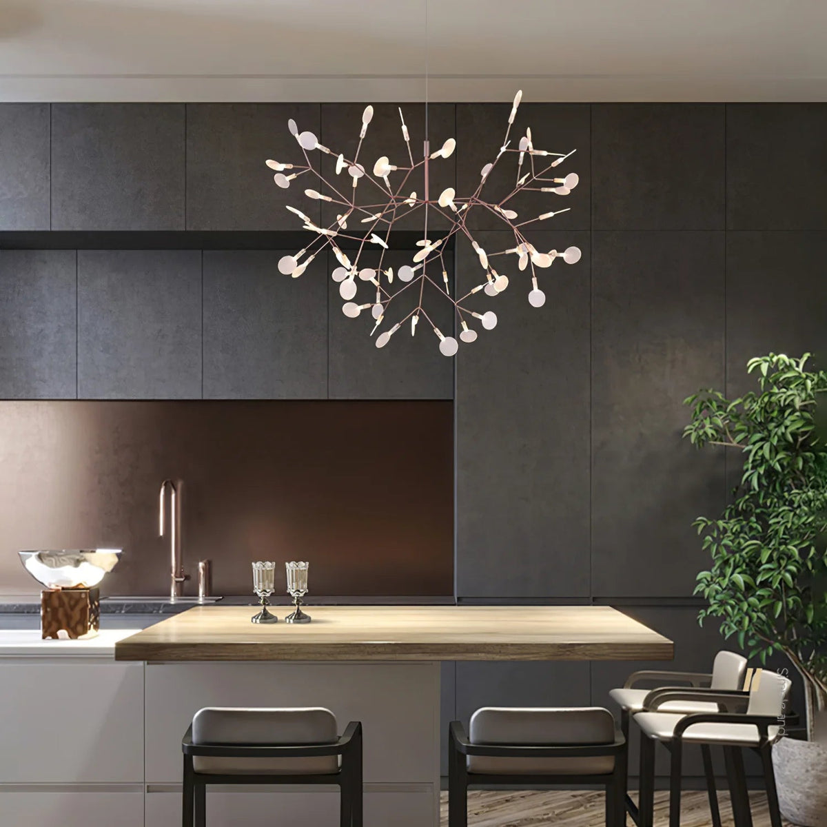 Lior Einzigartiger Sputnik-Kronleuchter im Art-Déco-Stil mit Glühwürmchen-Optik