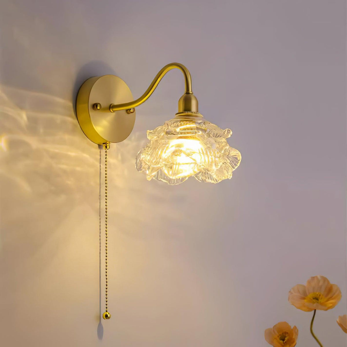 Aneris skandinavisch Art Rose Messing-Glas-Wandleuchte
