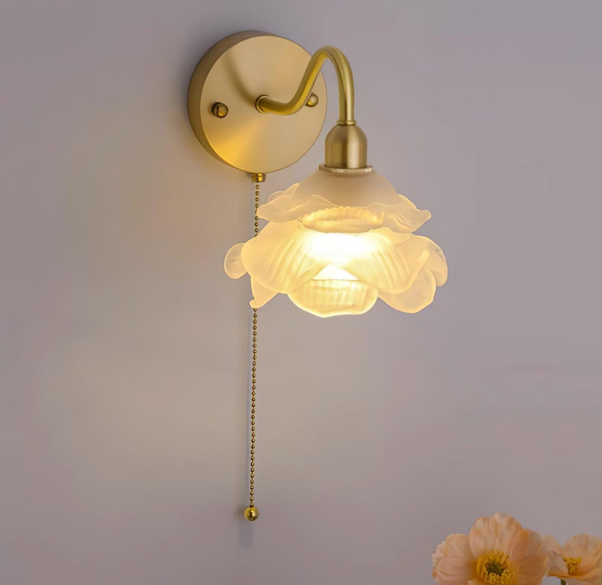 Aneris skandinavisch Art Rose Messing-Glas-Wandleuchte