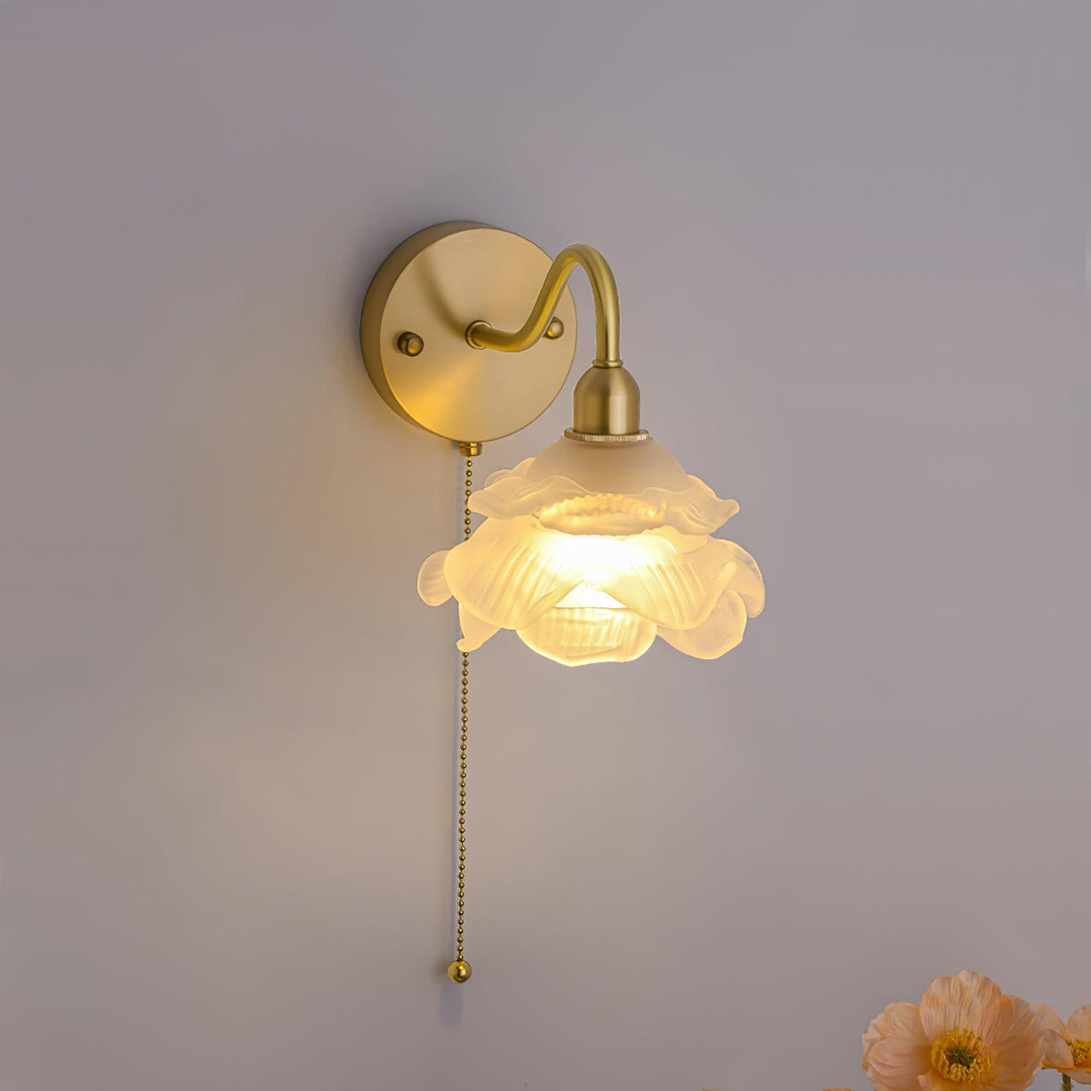 Aneris skandinavisch Art Rose Messing-Glas-Wandleuchte