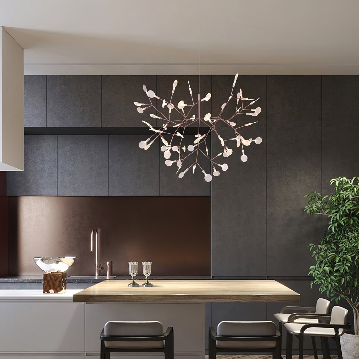 Auroreon Kronleuchter Roségold Firefly LED Ast