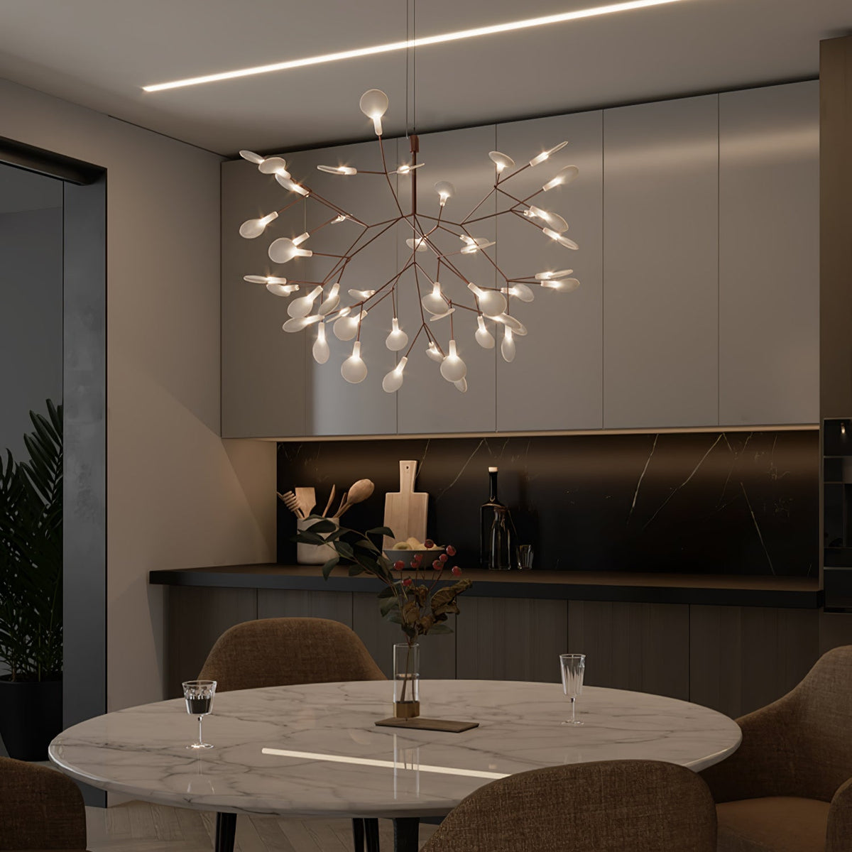 Auroreon Kronleuchter Roségold Firefly LED Ast