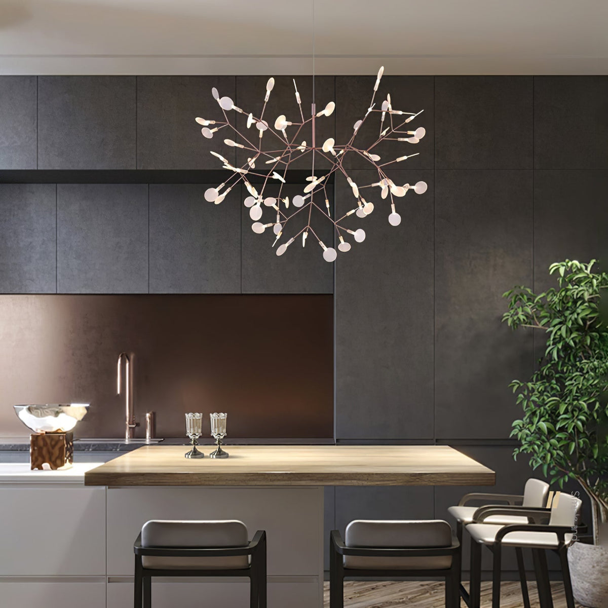 Auroreon Kronleuchter Roségold Firefly LED Ast