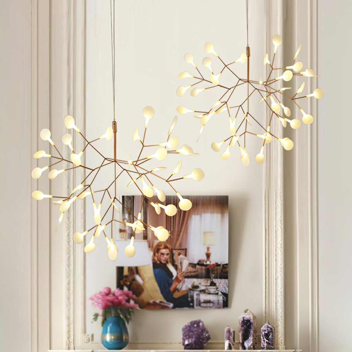 Auroreon Kronleuchter Roségold Firefly LED Ast