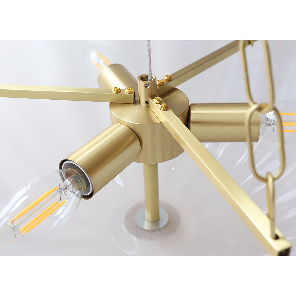 Voriq Kronleuchter Glas-Schale Messing-Kette