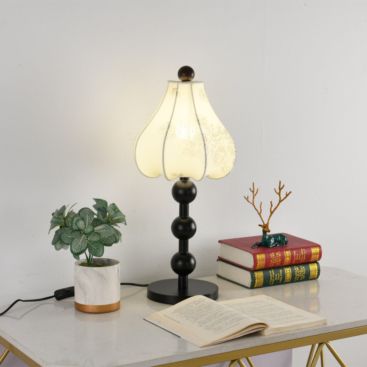 Mirerelle Vintage-Stoff-Tischleuchte