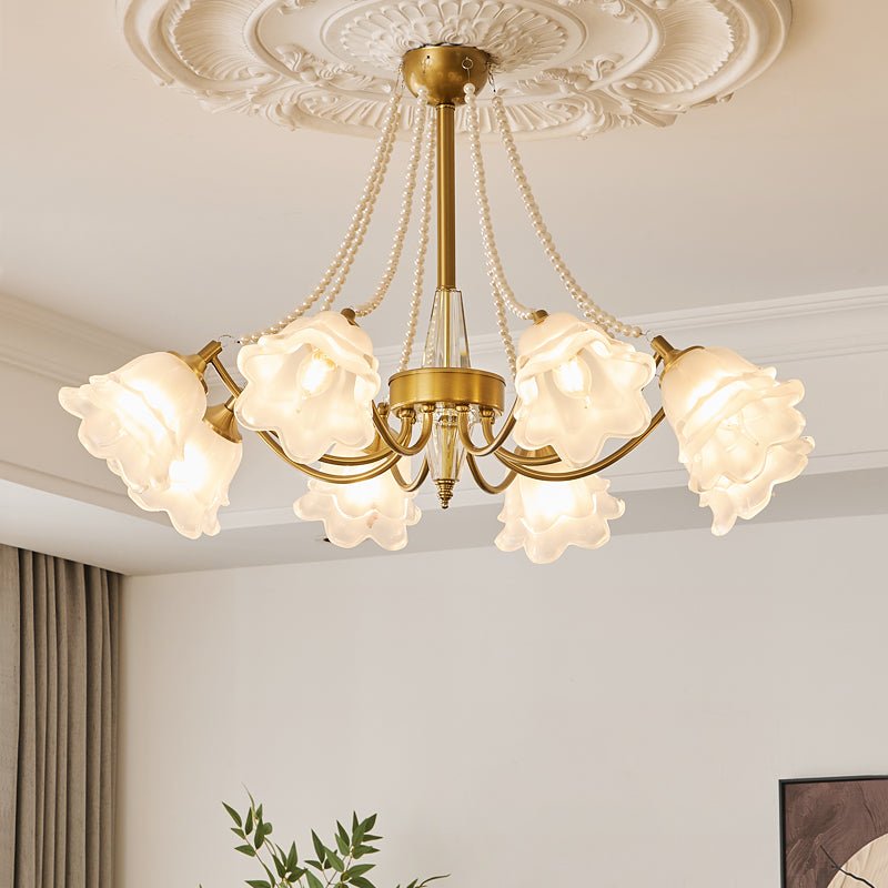 Allirila Traditionelle Eleganz Vintage Bloom Perlen Kronleuchter aus Glas