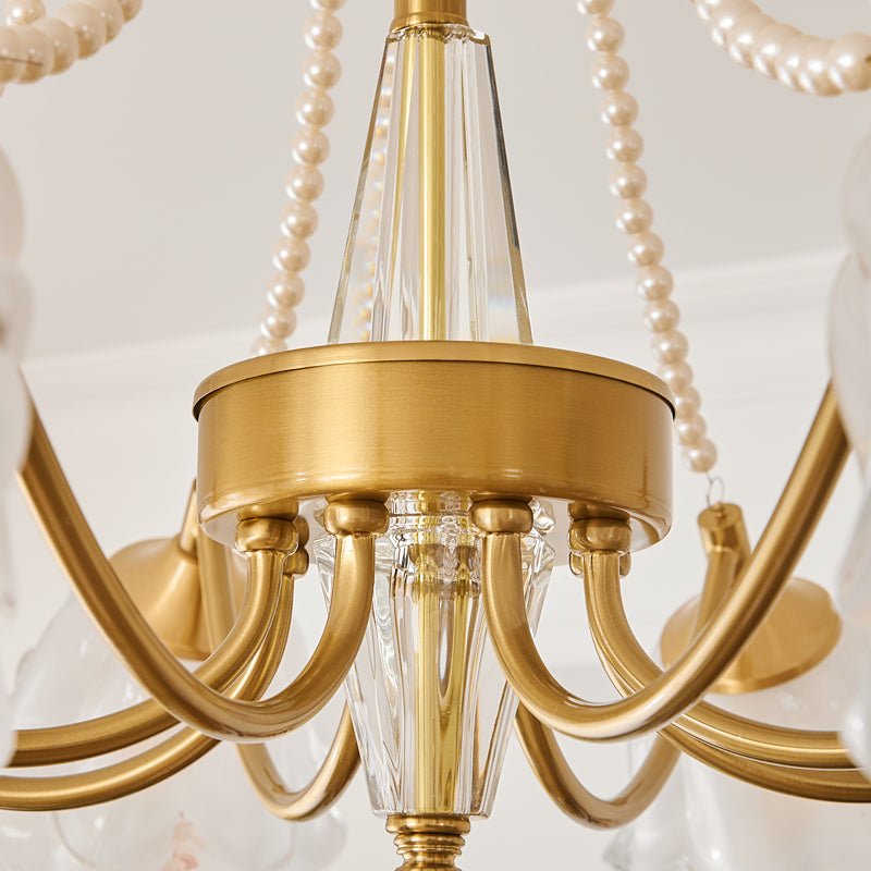 Allirila Traditionelle Eleganz Vintage Bloom Perlen Kronleuchter aus Glas