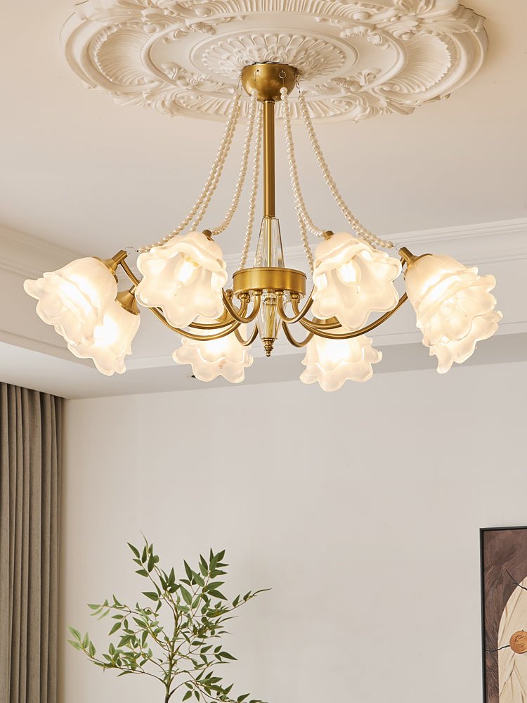 Allirila Traditionelle Eleganz Vintage Bloom Perlen Kronleuchter aus Glas
