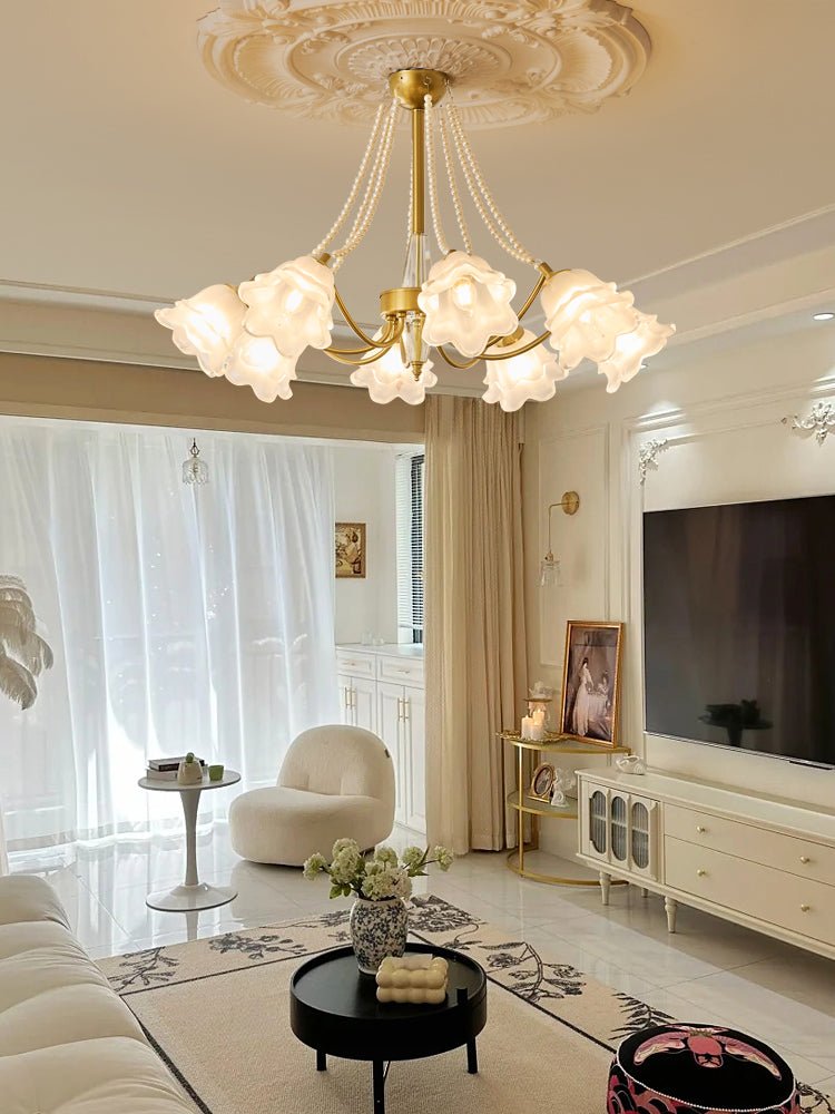 Allirila Traditionelle Eleganz Vintage Bloom Perlen Kronleuchter aus Glas