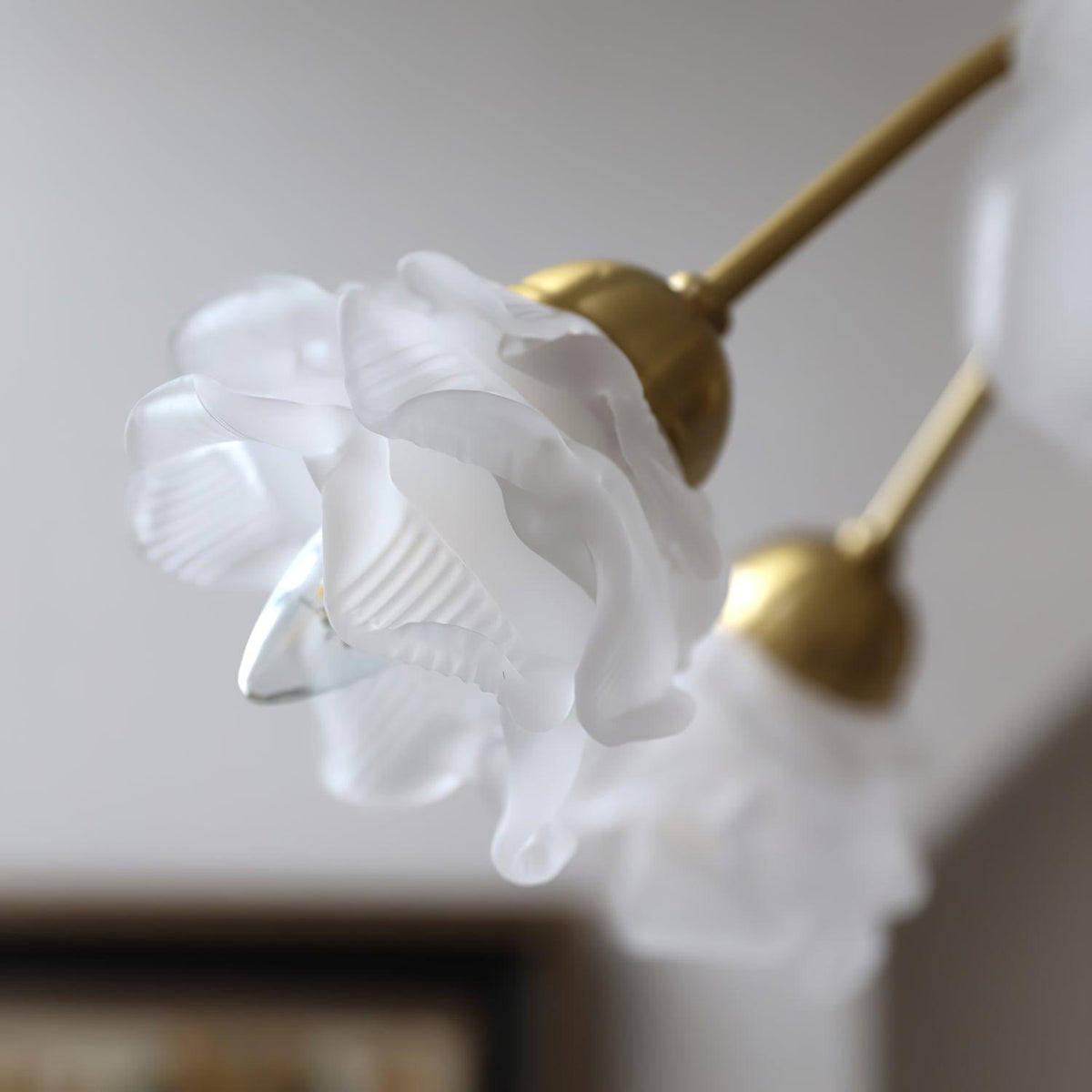 Brenis Kronleuchter Messing Glas Rosenform