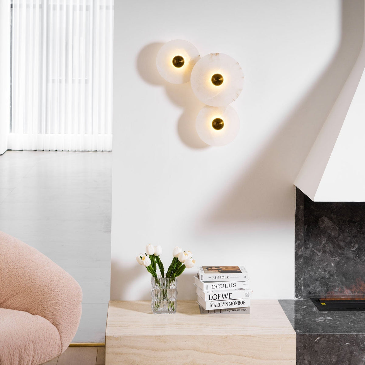 Albireria Minimalistische Alabaster-Deckenleuchte