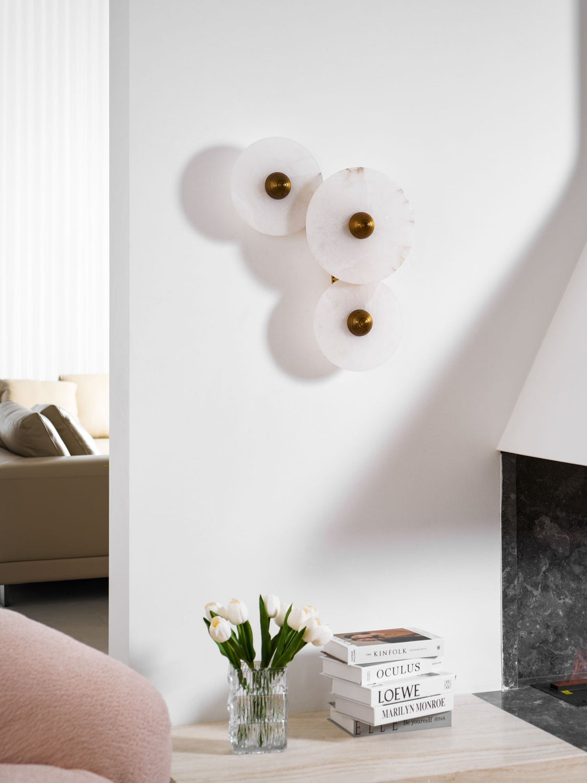 Albireria Minimalistische Alabaster-Deckenleuchte