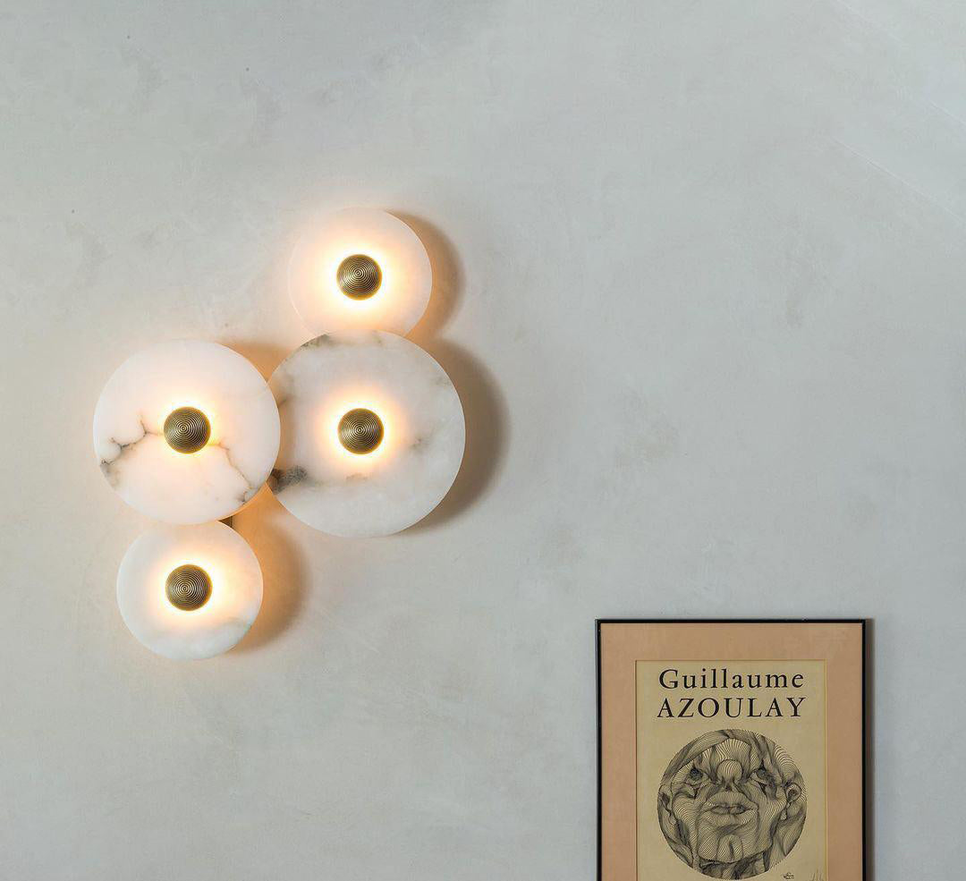 Apollo runde Wandleuchte aus Alabaster
