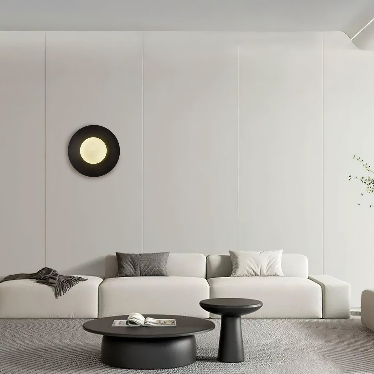 Elem zeitgenössische minimalistische runde Kunst-Wandleuchte aus Messing und Glas