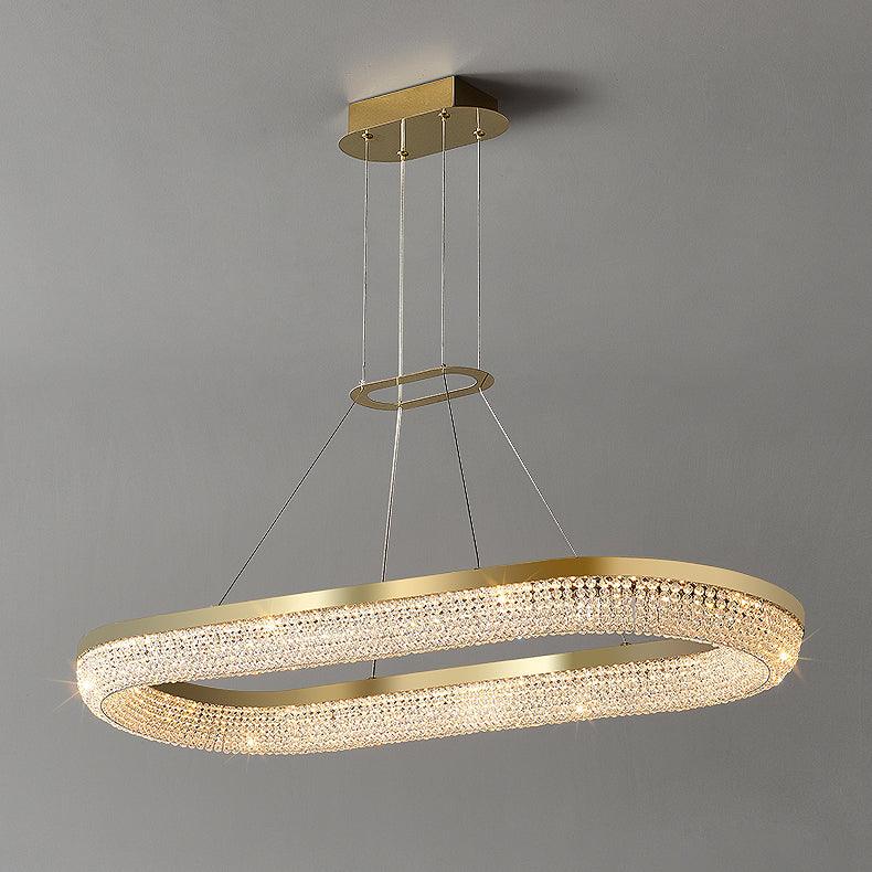 Cyrereon Kronleuchter Rundring Kristall Gold LED