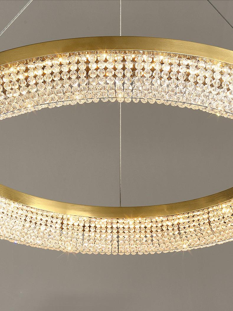 Cyrereon Kronleuchter Rundring Kristall Gold LED