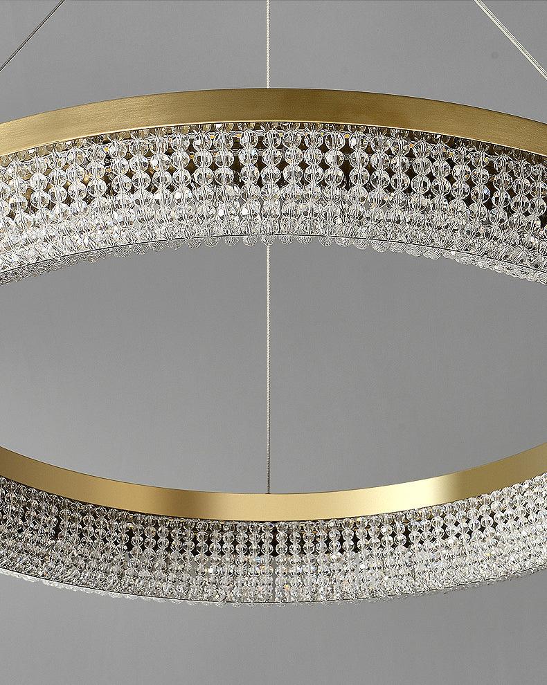 Cyrereon Kronleuchter Rundring Kristall Gold LED
