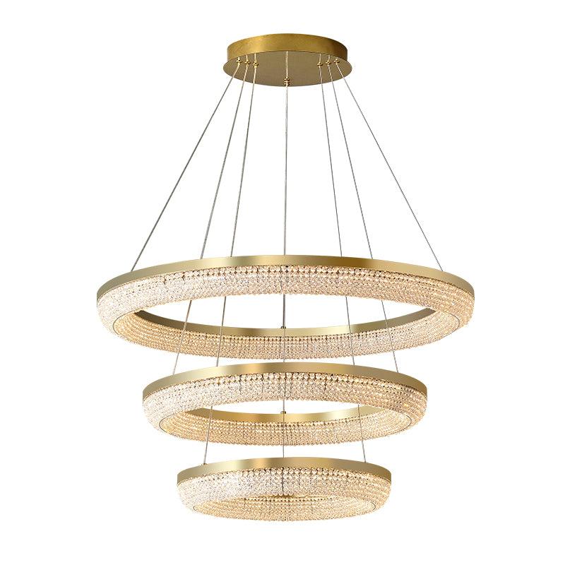 Cyrereon Kronleuchter Rundring Kristall Gold LED