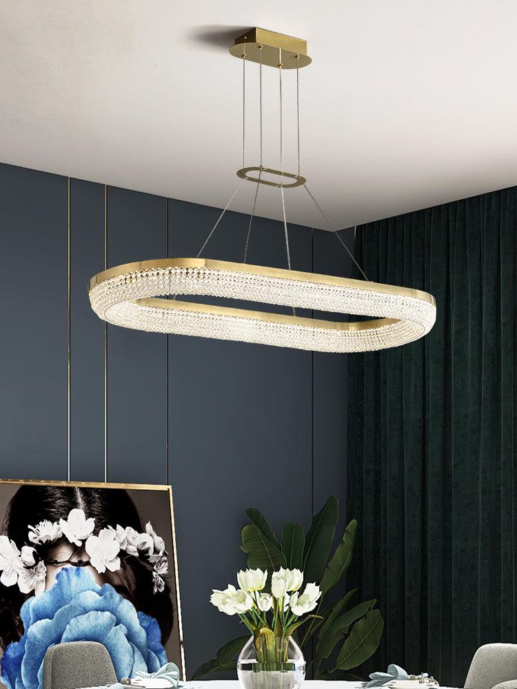 Cyrereon Kronleuchter Rundring Kristall Gold LED