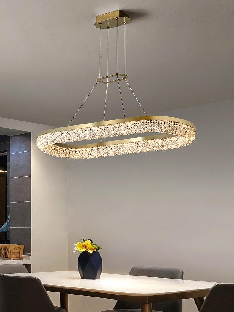 Cyrereon Kronleuchter Rundring Kristall Gold LED