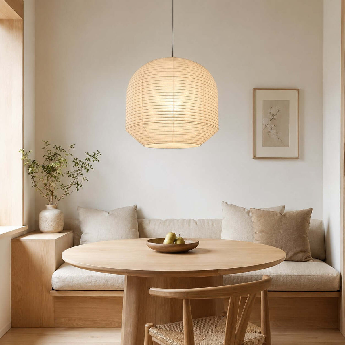 Rounded Pendelleuchte aus Maulbeerpapier