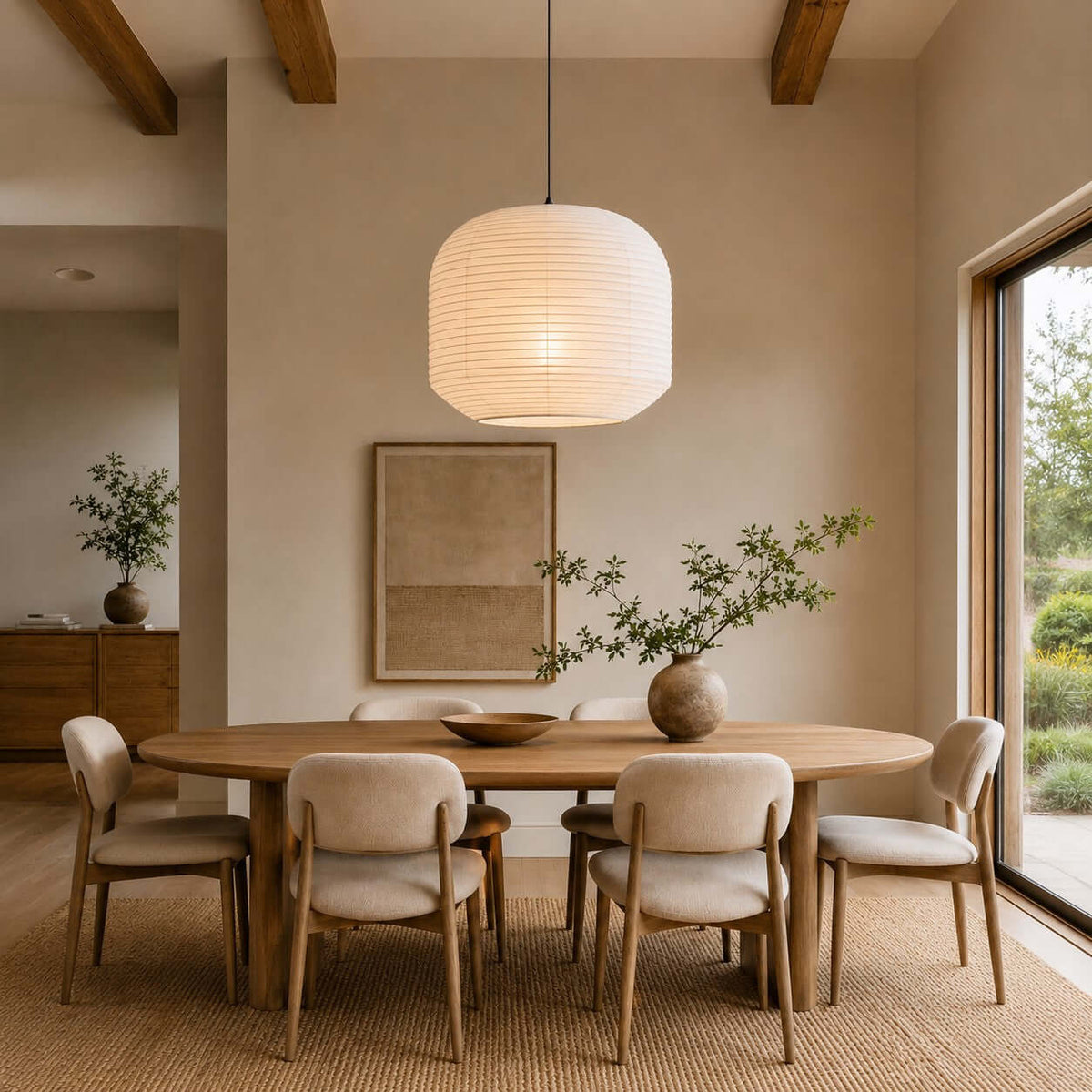 Rounded Pendelleuchte aus Maulbeerpapier