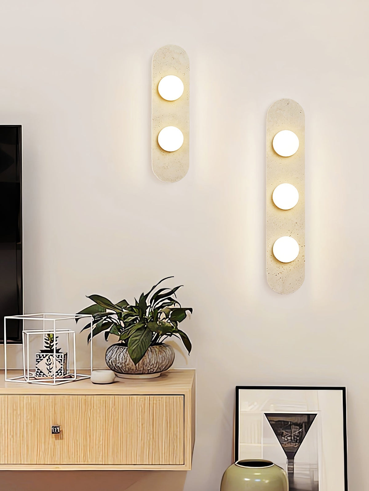 Zasoliel Minimalistische Travertin-Wandleuchte in Gelb