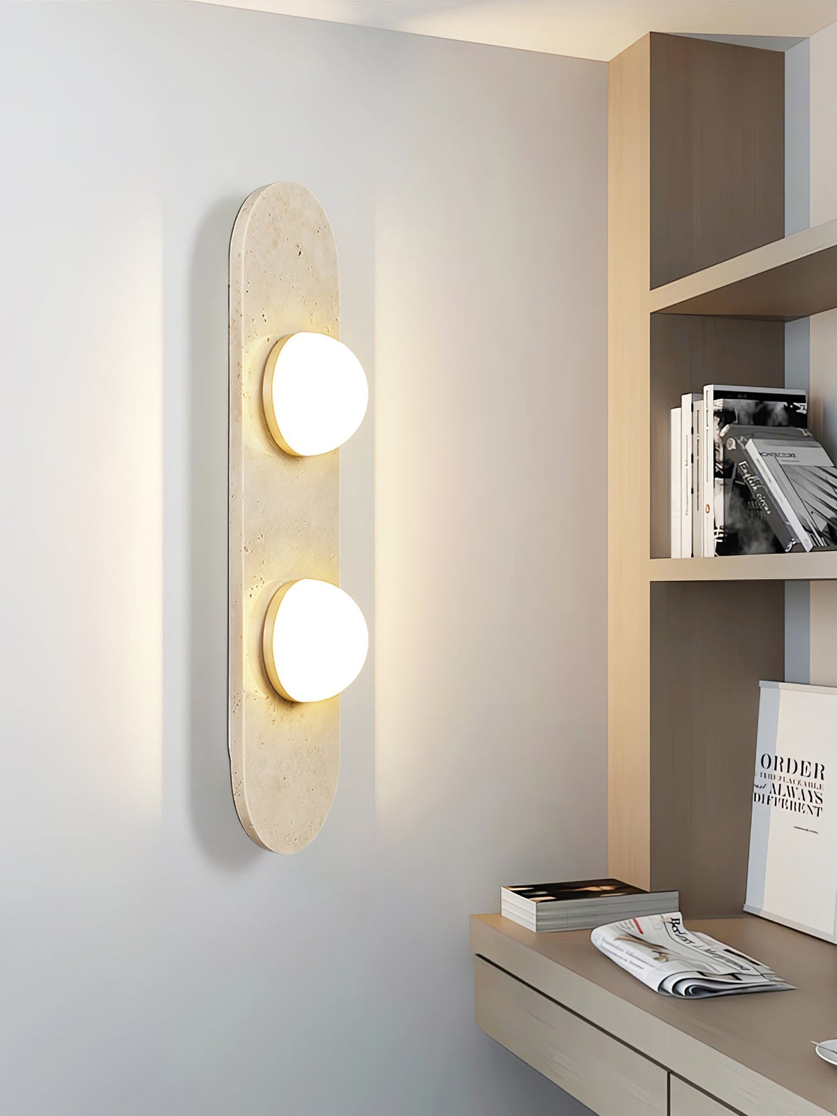 Zasoliel Minimalistische Travertin-Wandleuchte in Gelb