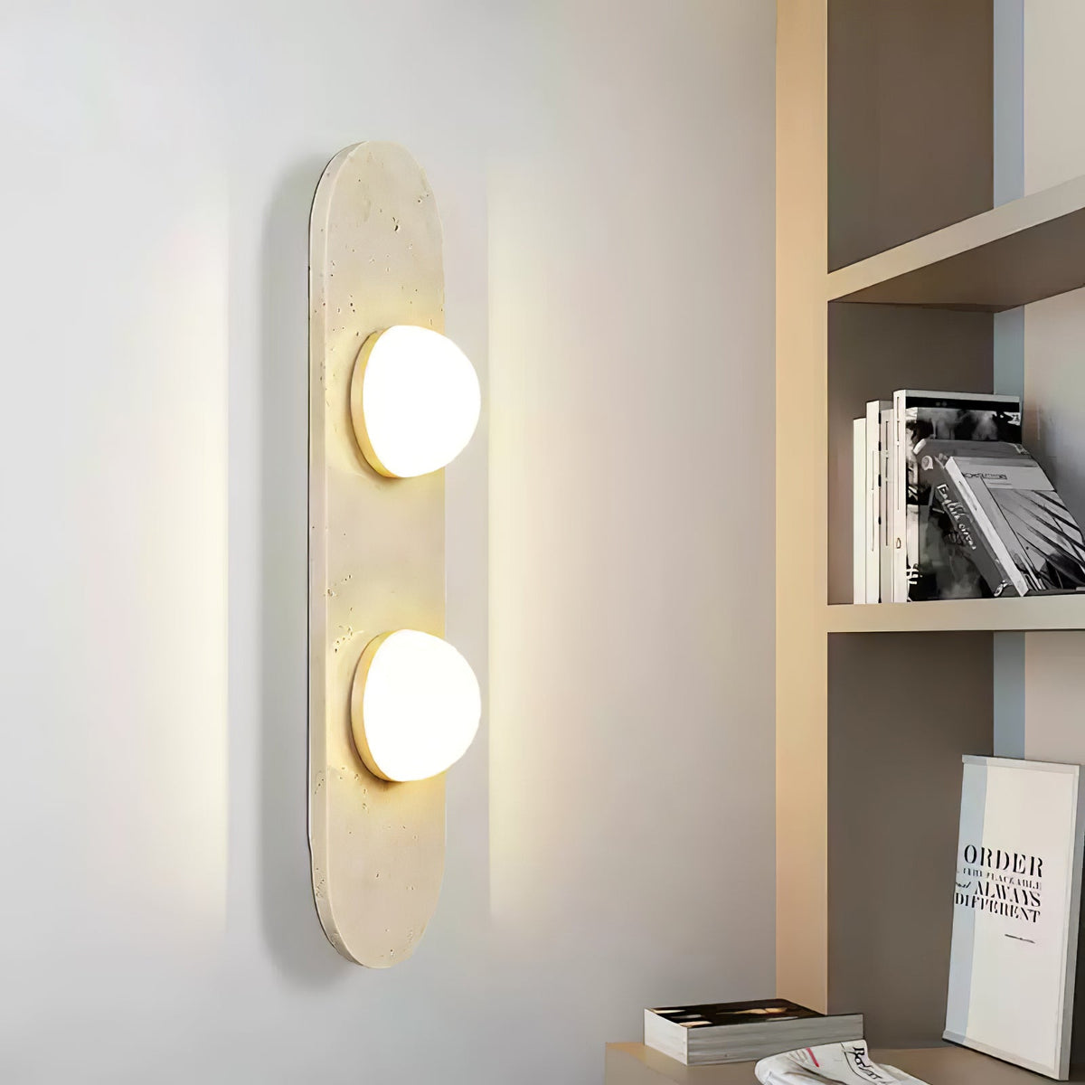 Zasoliel Minimalistische Travertin-Wandleuchte in Gelb