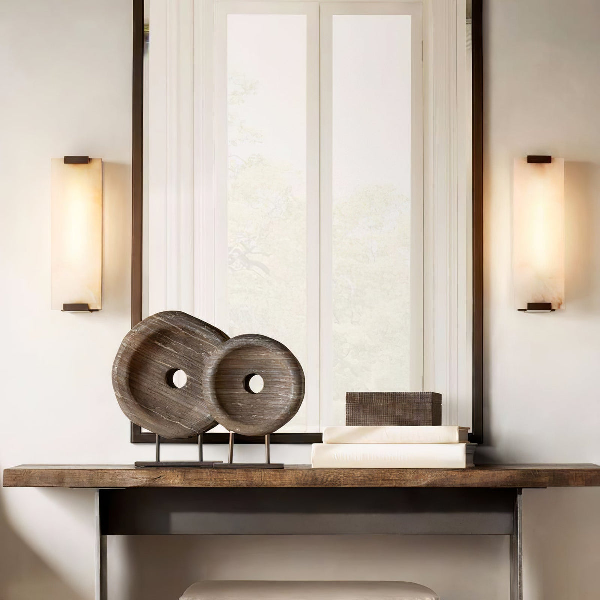 Velen Wandleuchte aus Alabaster mit Rücklicht Panel