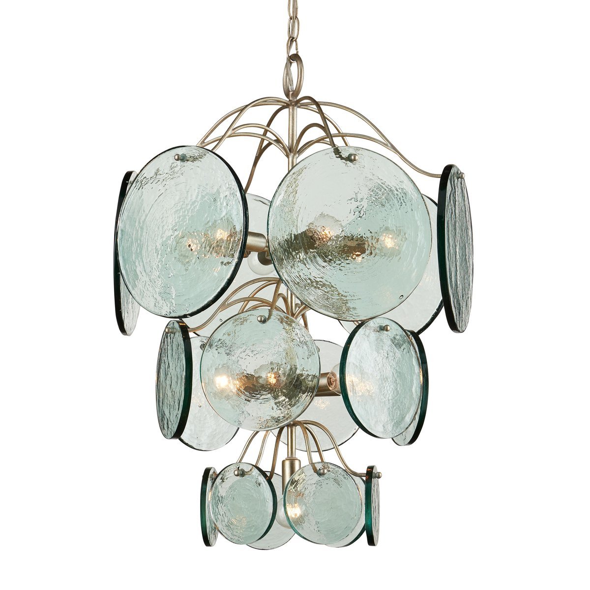 Celeora Kronleuchter Rovigo aus recyceltem Glas mit fließendem Design